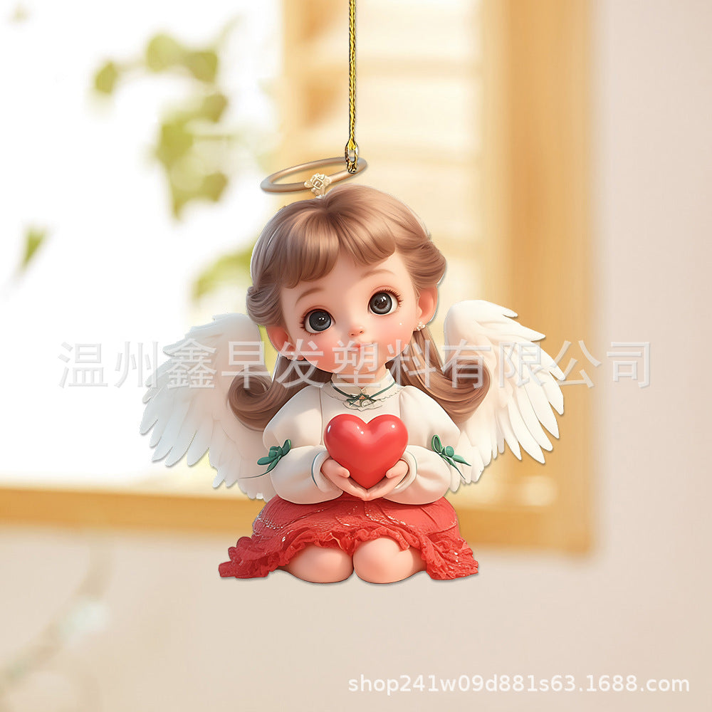 Cute Valentine's Day 2D Flat Acrylic Keychain Car Rearview Mirror