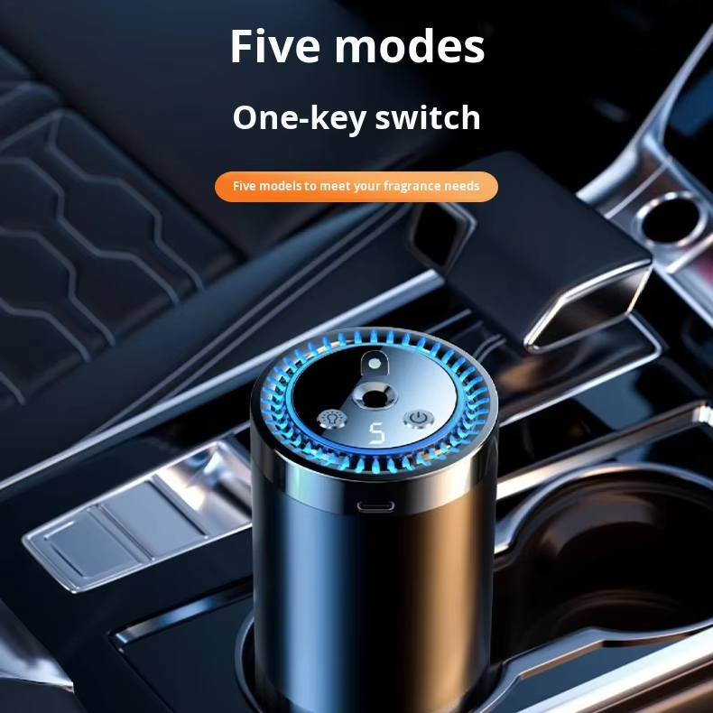 Luxury Smart Atomizing Car Fragrance Diffuser Colorful Light Starry Top 5 Gear Adjust Auto Spray USB Powered Vibration Sensor