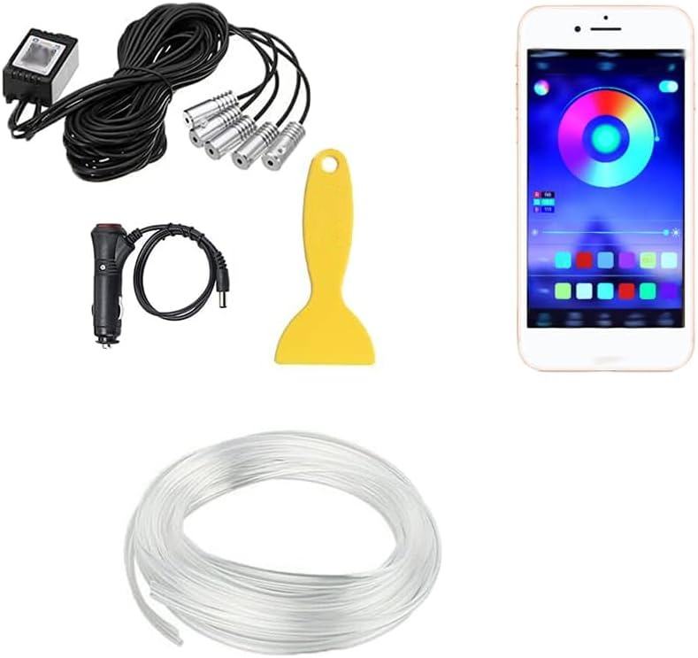 AUXITO Car LED 19ft Strip Lights 5 in 1 Cold RGB Ambient Lighting Kits APP Control Interior Car LED Strip Lights