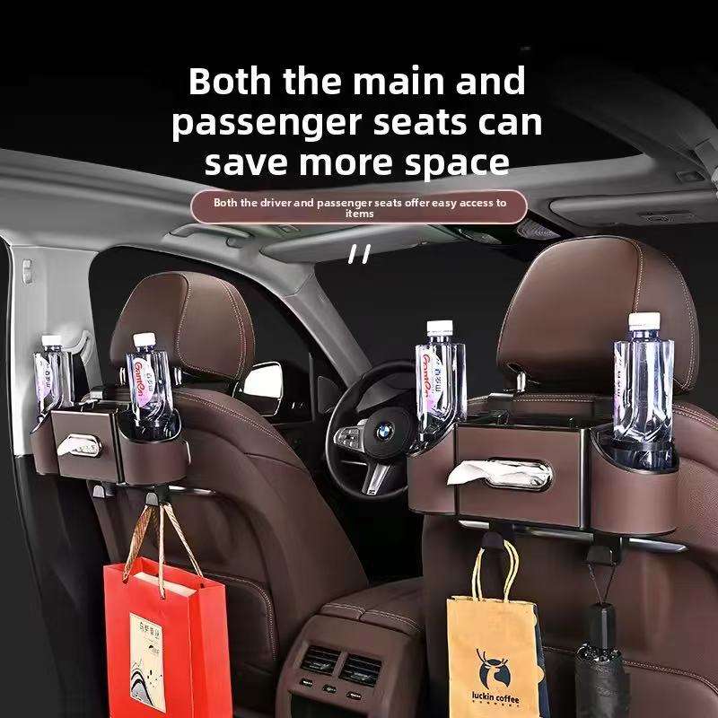 Wholesale Car Rear Seat Storage Organizer Box Multifunctional Tissue Box Water Cup Holder Car Seat Back Storage Box