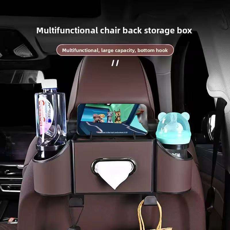Wholesale Car Rear Seat Storage Organizer Box Multifunctional Tissue Box Water Cup Holder Car Seat Back Storage Box