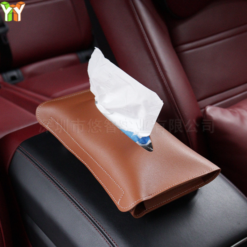 YY Stocked Car Tissue Holder Leather Pocket Tissue Case Napkin Holder for Car