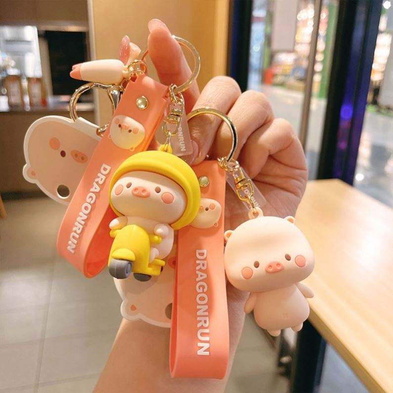 Cartoon Anime Piggy Keychain Cute Doll Pvc Soft Rubber Key Chains for Women Gifts Trend Car Keys Bag Charm Pendant Pig Keychain