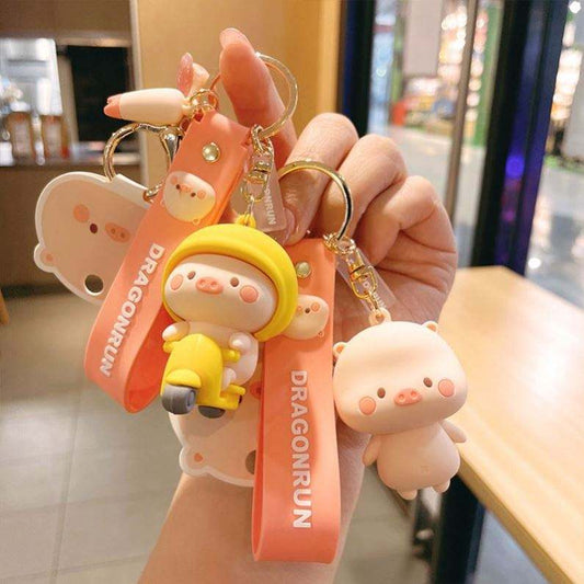 Cartoon Anime Piggy Keychain Cute Doll Pvc Soft Rubber Key Chains for Women Gifts Trend Car Keys Bag Charm Pendant Pig Keychain