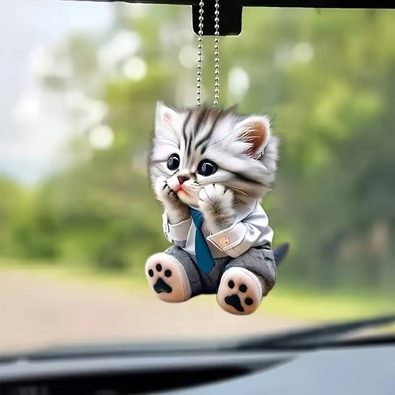 Cute cat Shaped Pendant for Car Interior Accessories Acrylic Material Kitty Shapes Car Hanging Decoration