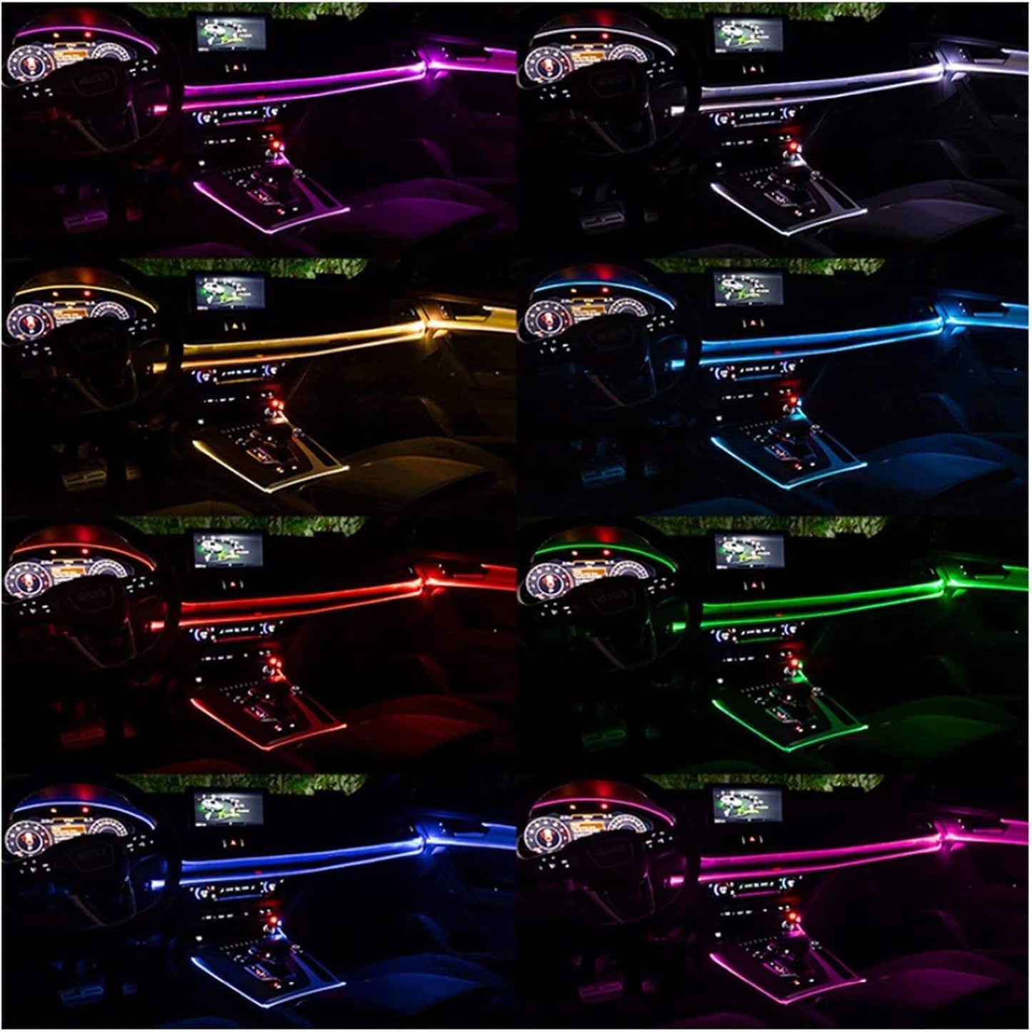 AUXITO Car LED 19ft Strip Lights 5 in 1 Cold RGB Ambient Lighting Kits APP Control Interior Car LED Strip Lights