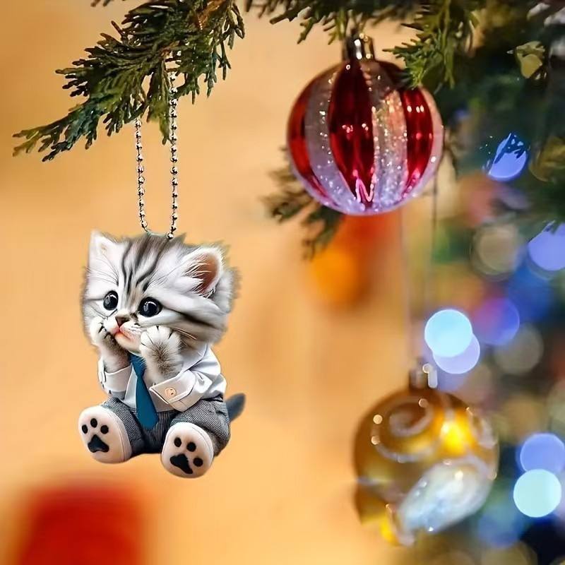Cute cat Shaped Pendant for Car Interior Accessories Acrylic Material Kitty Shapes Car Hanging Decoration