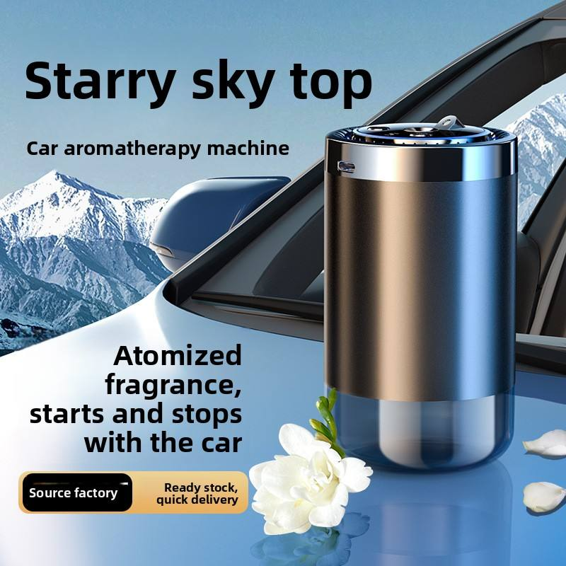 Luxury Smart Atomizing Car Fragrance Diffuser Colorful Light Starry Top 5 Gear Adjust Auto Spray USB Powered Vibration Sensor