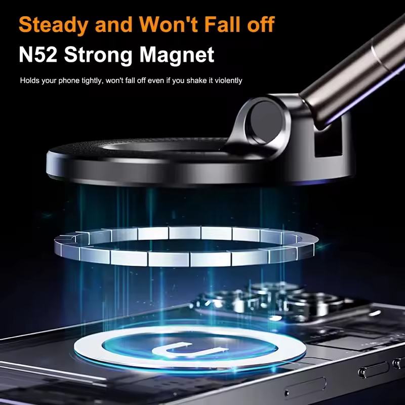 Folding Strong Magnetic Phone Holder 360° Rotation Desk Car Vacuum Suction Windshield Dashboard Mobile Holder Car Mount Rack