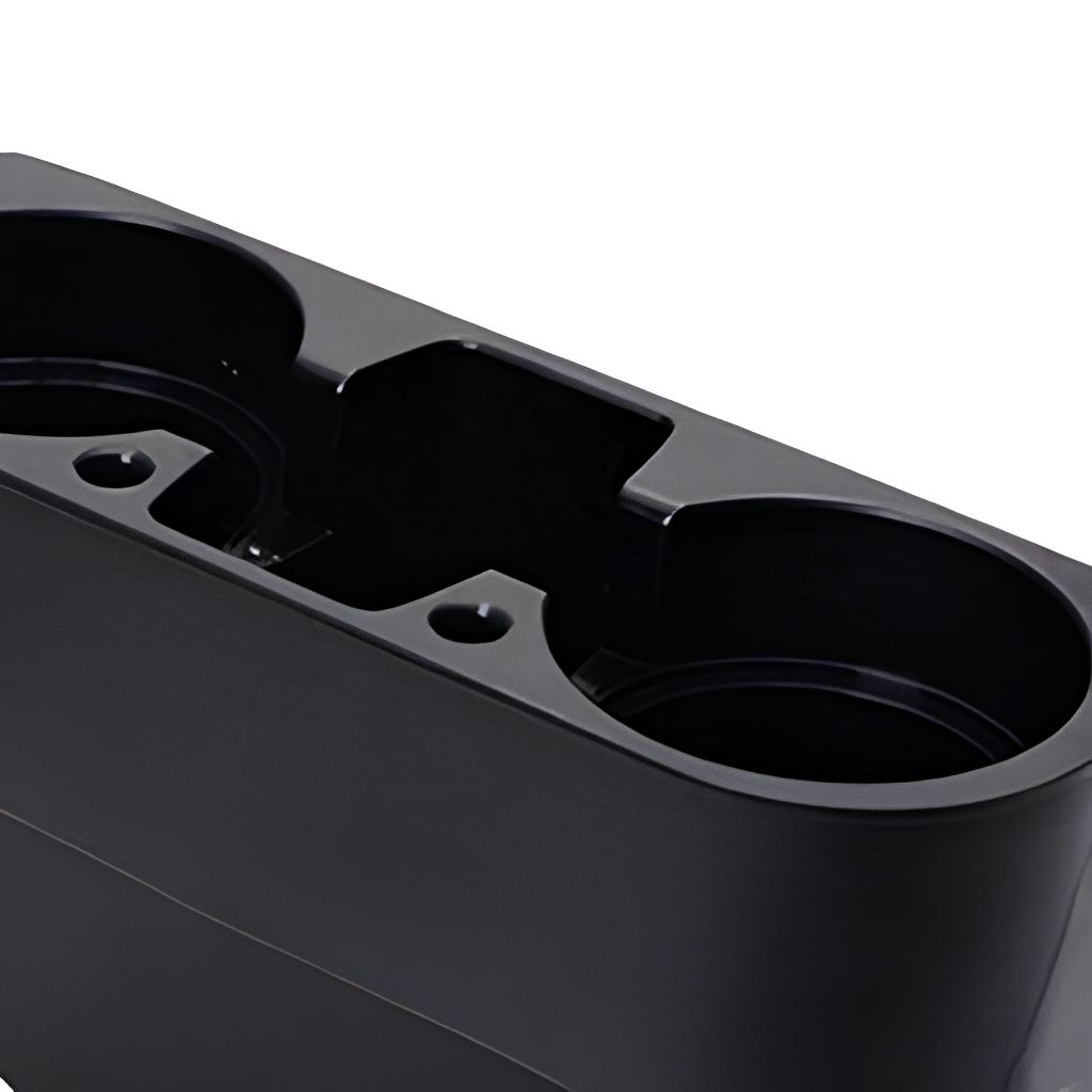 Black PP Car Seat Gap Organizer 2 Cup Holders Vehicle Interior Storage Tray 28 cm