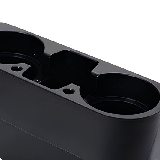 Black PP Car Seat Gap Organizer 2 Cup Holders Vehicle Interior Storage Tray 28 cm