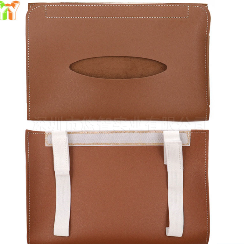 YY Stocked Car Tissue Holder Leather Pocket Tissue Case Napkin Holder for Car