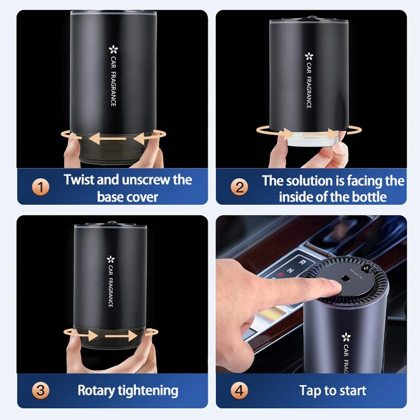 Smart Car Air Freshener Diffuser with Starry Sky Projection and 50ml Perfume Rechargeable Car Aroma Diffuser
