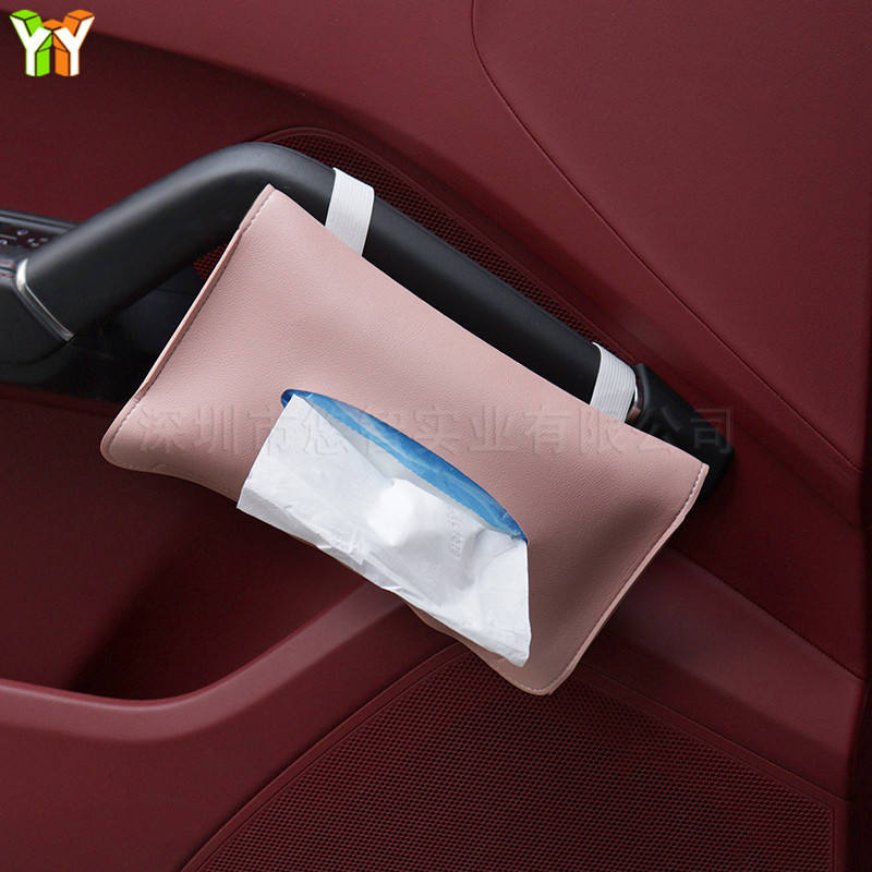 YY Stocked Car Tissue Holder Leather Pocket Tissue Case Napkin Holder for Car