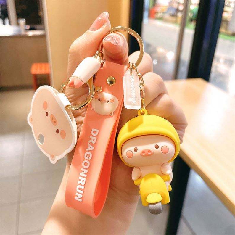 Cartoon Anime Piggy Keychain Cute Doll Pvc Soft Rubber Key Chains for Women Gifts Trend Car Keys Bag Charm Pendant Pig Keychain