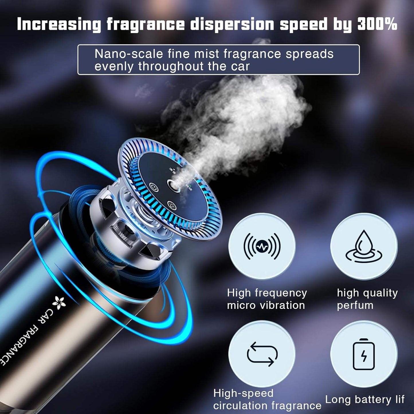 Smart Car Air Freshener Diffuser with Starry Sky Projection and 50ml Perfume Rechargeable Car Aroma Diffuser