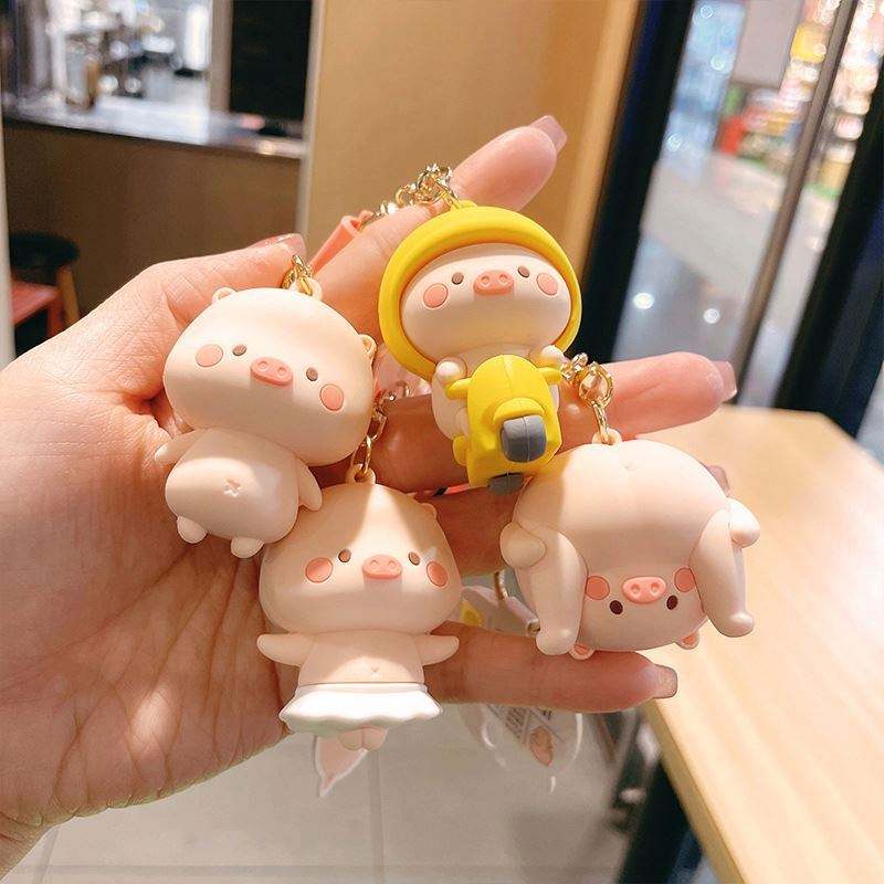 Cartoon Anime Piggy Keychain Cute Doll Pvc Soft Rubber Key Chains for Women Gifts Trend Car Keys Bag Charm Pendant Pig Keychain