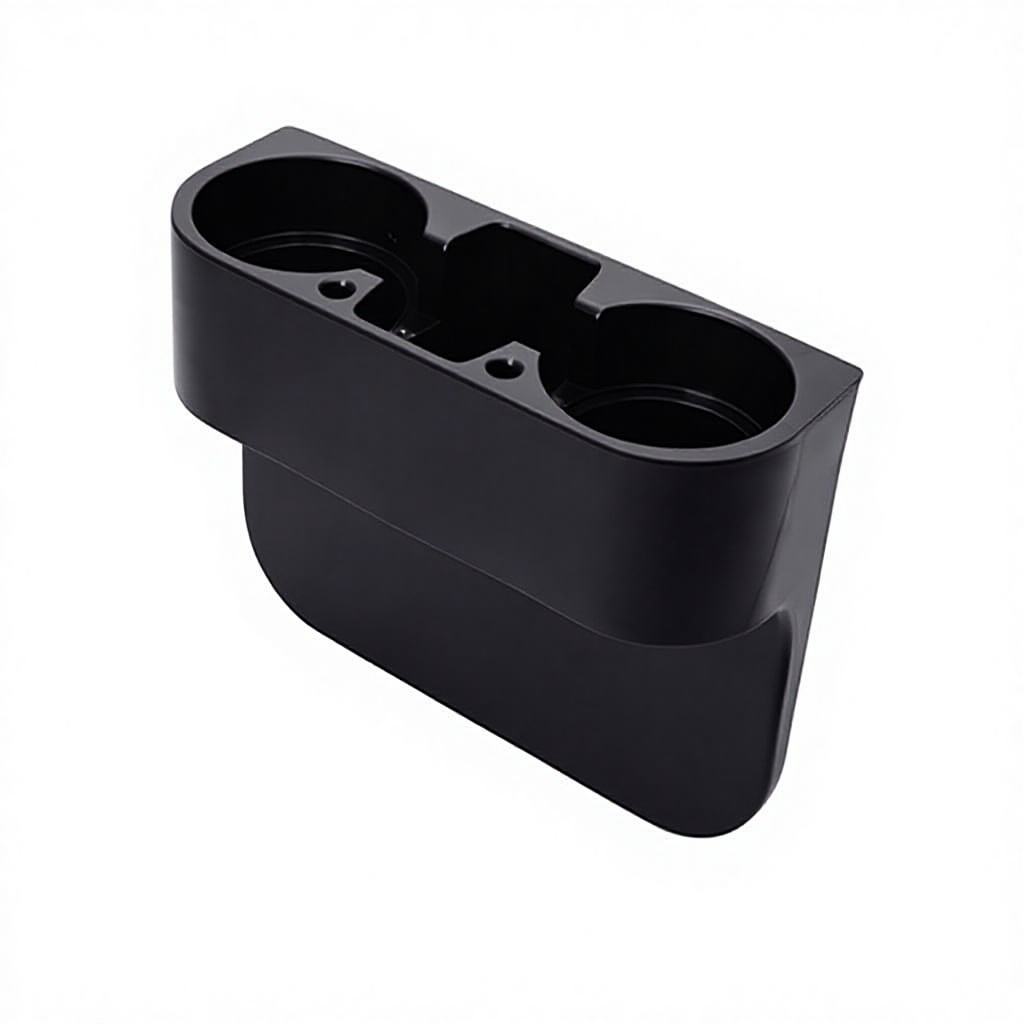 Black PP Car Seat Gap Organizer 2 Cup Holders Vehicle Interior Storage Tray 28 cm