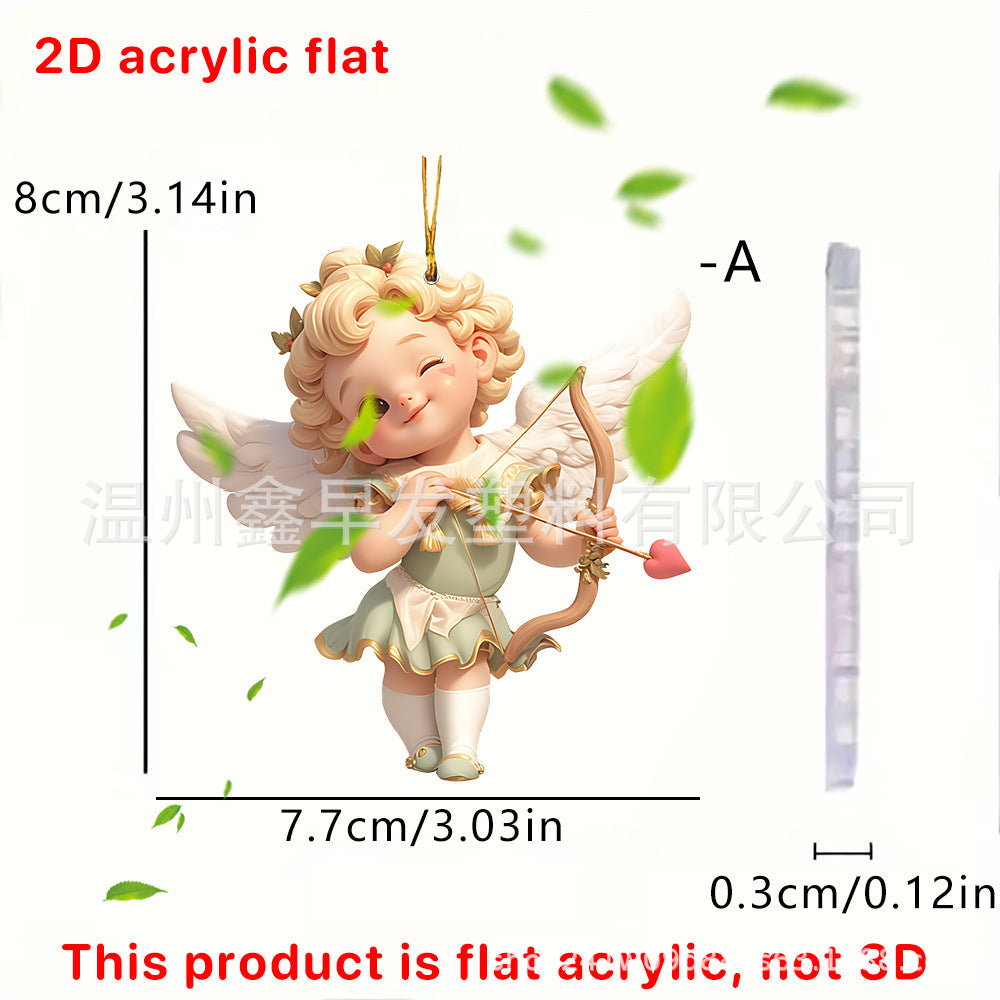 Cute Valentine's Day 2D Flat Acrylic Keychain Car Rearview Mirror