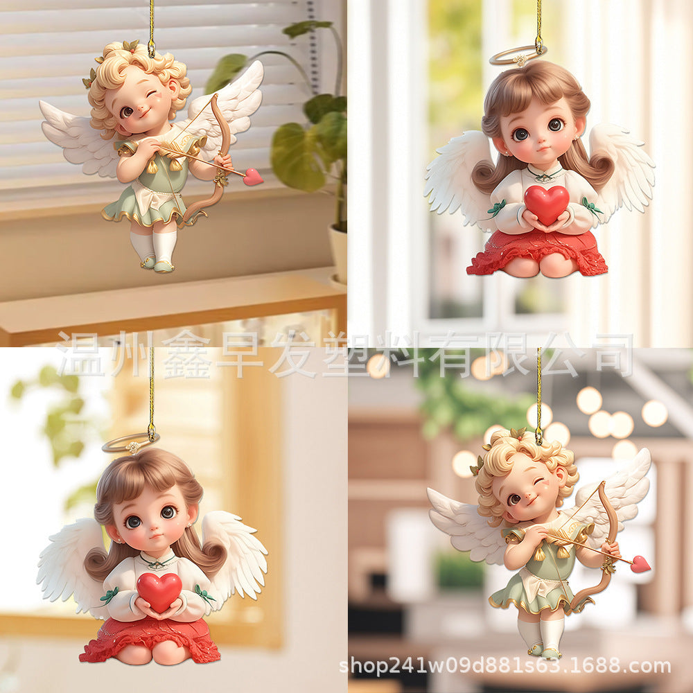 Cute Valentine's Day 2D Flat Acrylic Keychain Car Rearview Mirror